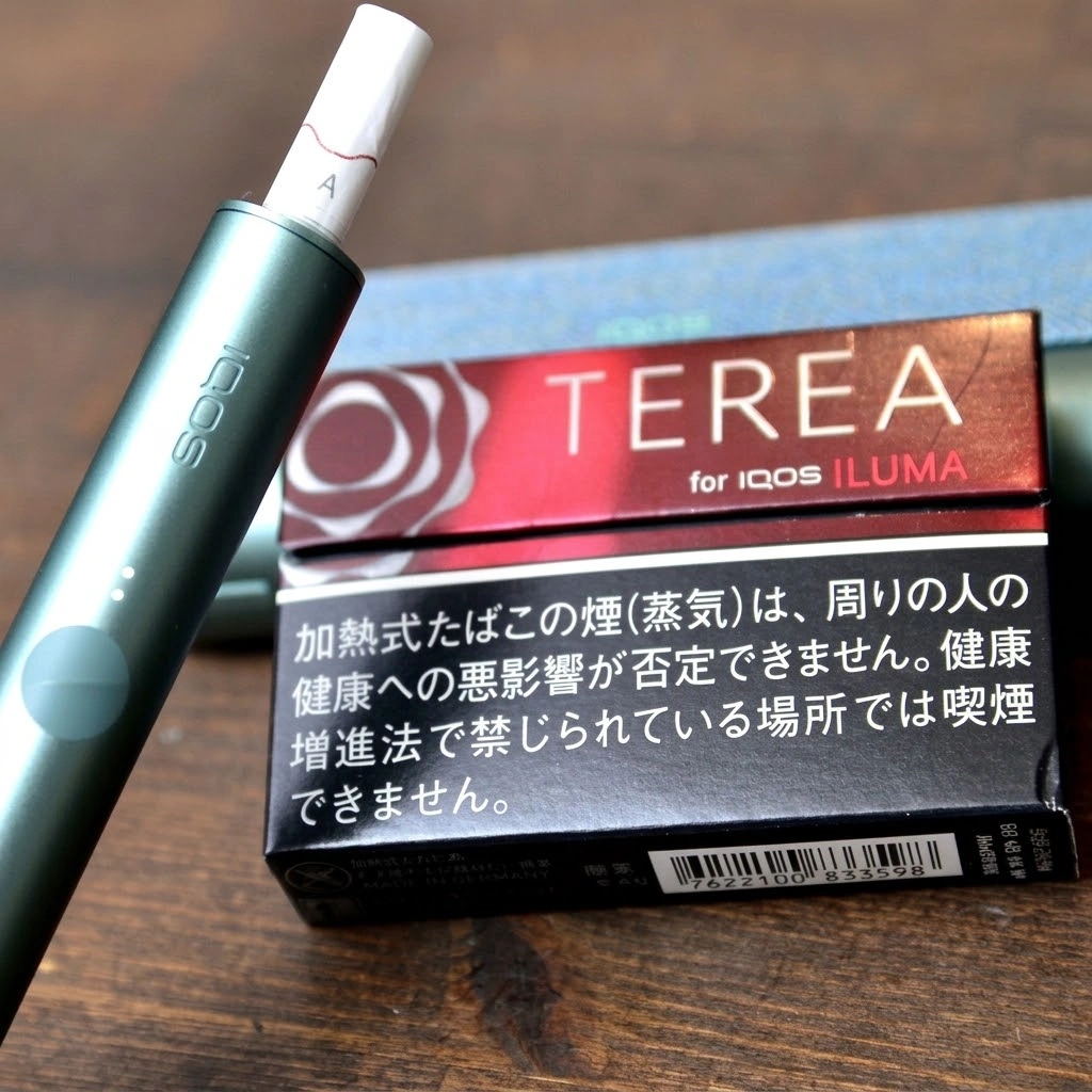 日本TEREA Black Ruby Menthol黑紅寶石-黑紅莓果 IQOS ILUMA專用-放在桌上展示
